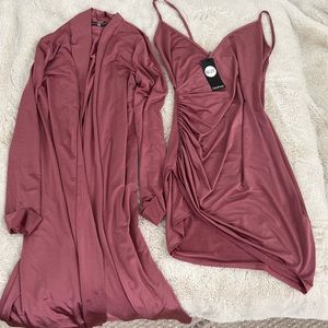 Boohoo | Dusty Rose Set with Duster | Never Worn